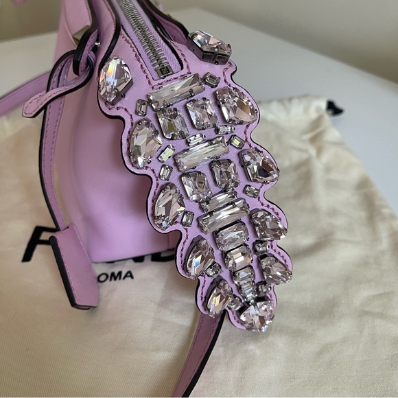NEW Fendi Vitello Dolce Crystal Croc Tail Mini By The Way Boston Bag Pink - Picture 4 of 17